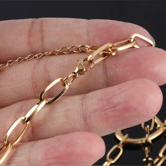 NEW 18K White Gold/Rhodium Plated Chunky Chain Necklace Irregular Star Pendant - Picture 5 of 6